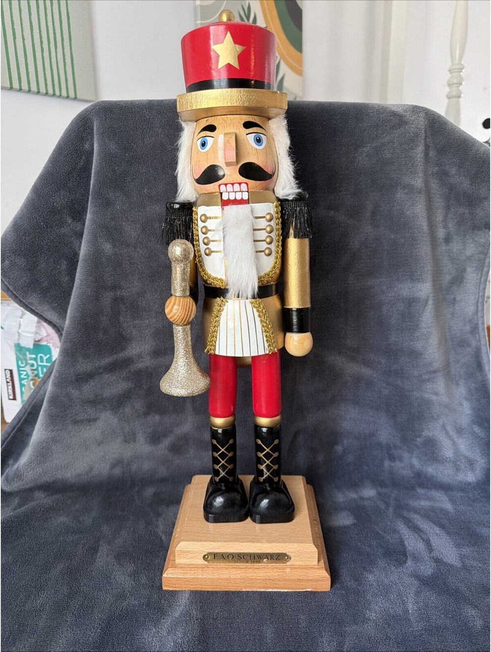 1862 FAO Schwarz 20" Classic Christmas Nutcracker on Wood Base with Plaque